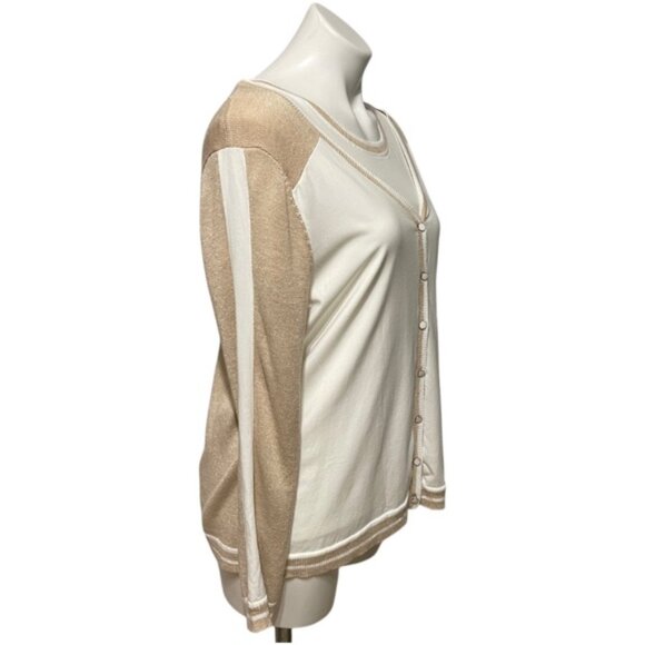 Leo & Ungo Paris Size 4 Oversized White Sparkle Gold Cardigan Set EUC - Picture 3 of 12